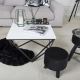 Konferenční stolek CURVED 62x62 cm černá/bílá
