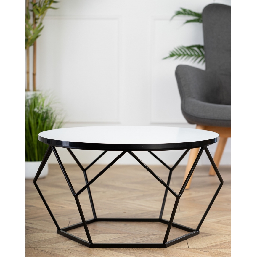 Konferenční stolek DIAMOND 40x70 cm bílá/černá