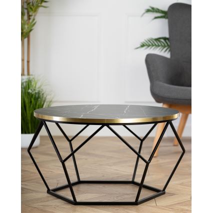 Konferenční stolek DIAMOND 40x70 cm černá/zlatá