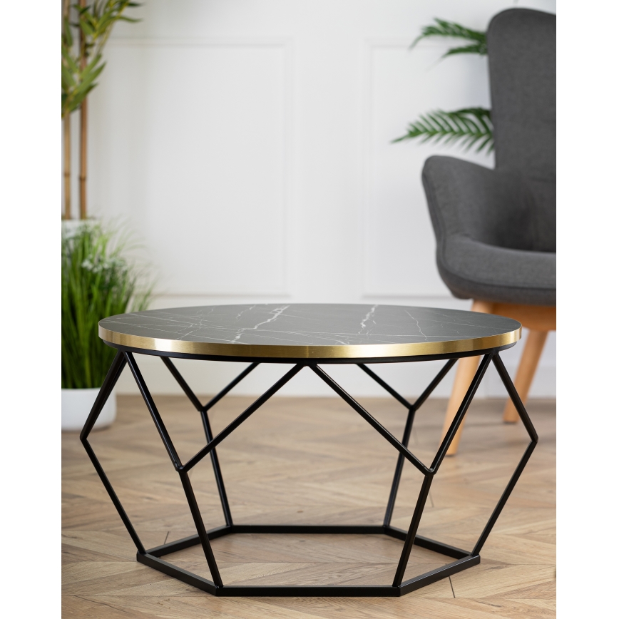 Konferenční stolek DIAMOND 40x70 cm černá/zlatá