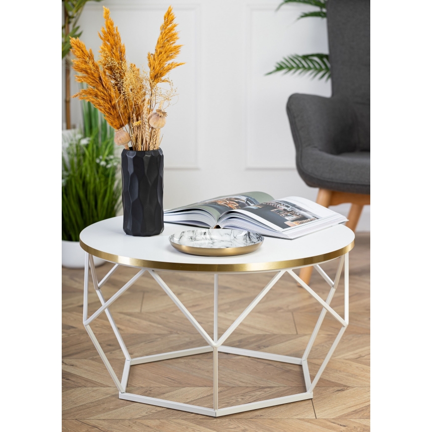 Konferenční stolek DIAMOND 40x70 cm zlatá/bílá