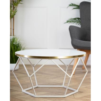 Konferenční stolek DIAMOND 40x70 cm zlatá/bílá