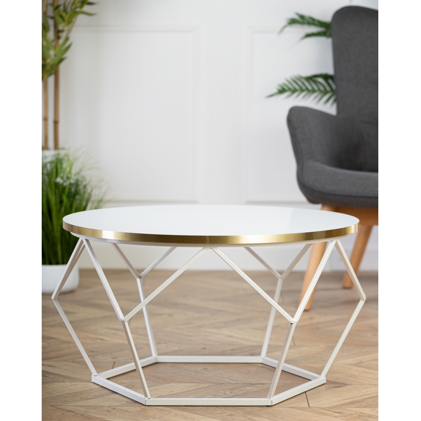 Konferenční stolek DIAMOND 40x70 cm zlatá/bílá