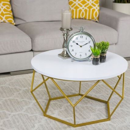 Konferenční stolek DIAMOND 70 cm zlatá/bílá