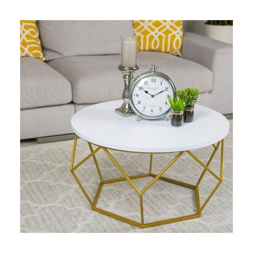 Konferenční stolek DIAMOND 70 cm zlatá/bílá
