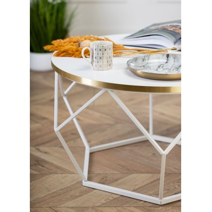 Konferenční stolek DIAMOND 70 cm zlatá/bílá