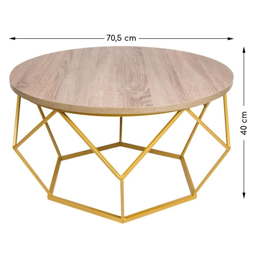 Konferenční stolek DIAMOND 70 cm zlatá/černá