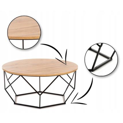 Konferenční stolek DIAMOND 90 cm černá/hnědá