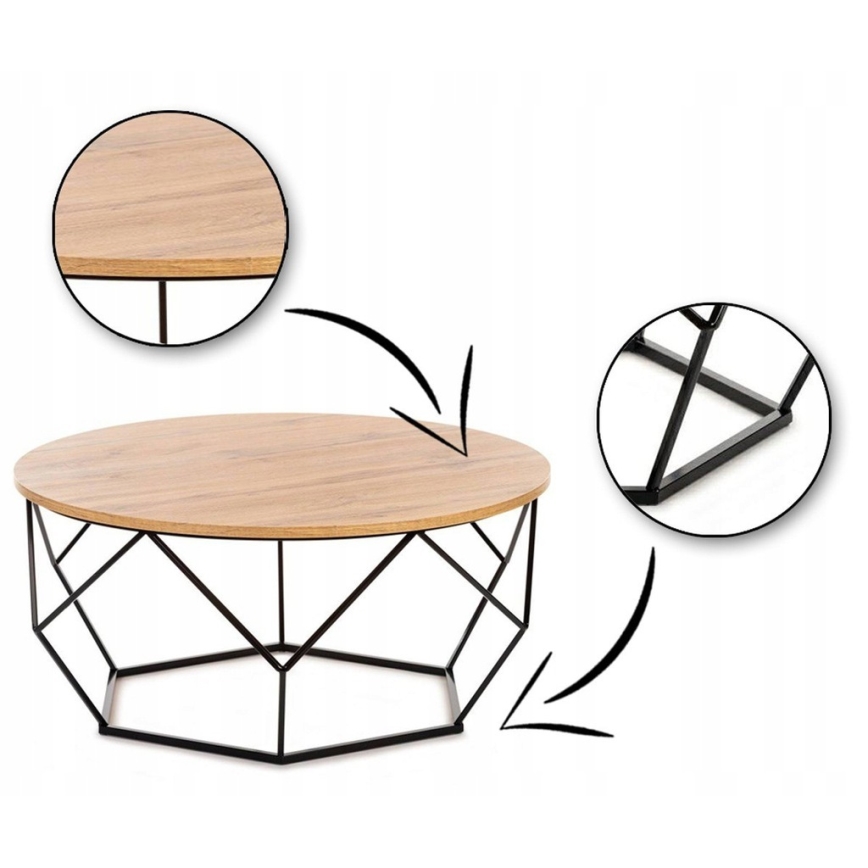 Konferenční stolek DIAMOND 90 cm černá/hnědá