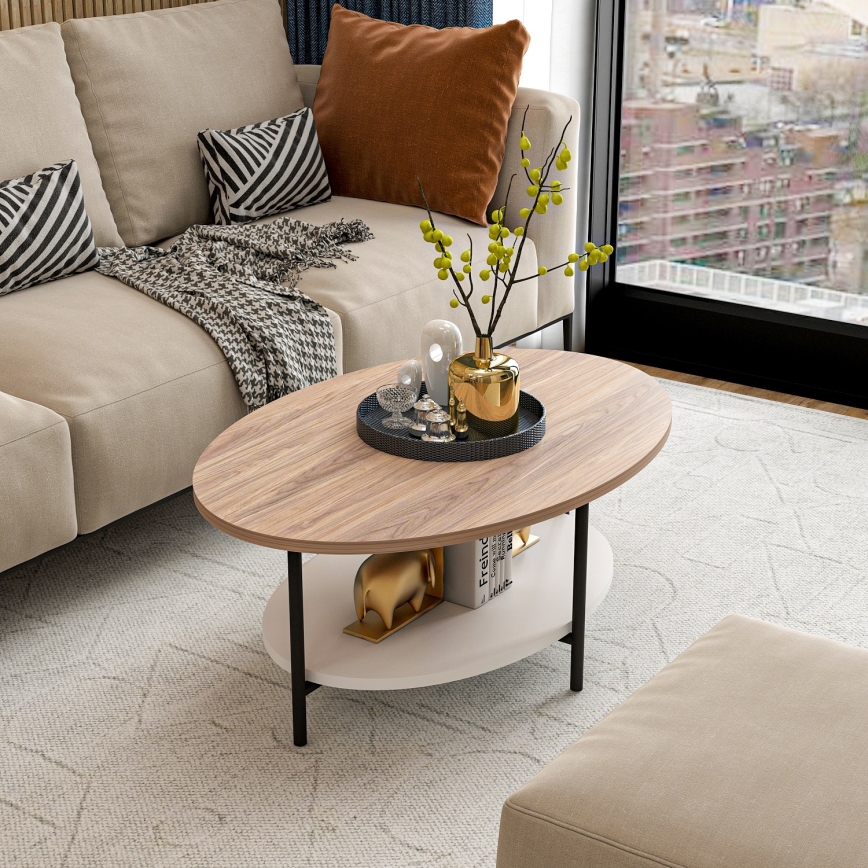 Konferenční stolek ELIS 90x60 cm dub/bílá