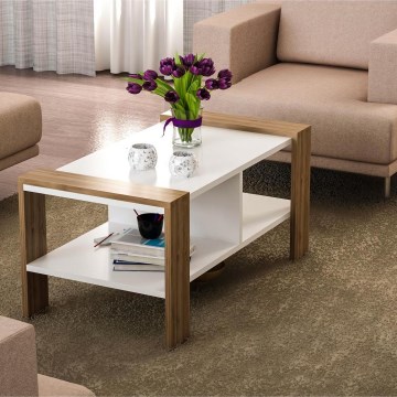 Konferenční stolek ERICA 90x60 cm bílá/hnědá