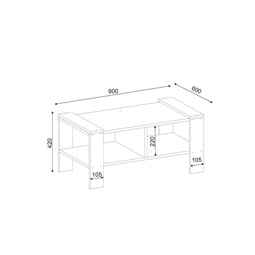 Konferenční stolek ERICA 90x60 cm bílá/hnědá