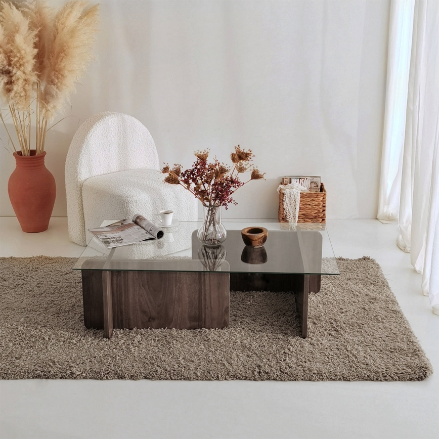 Konferenční stolek ESCAPE 105x65 cm hnědá/čirá