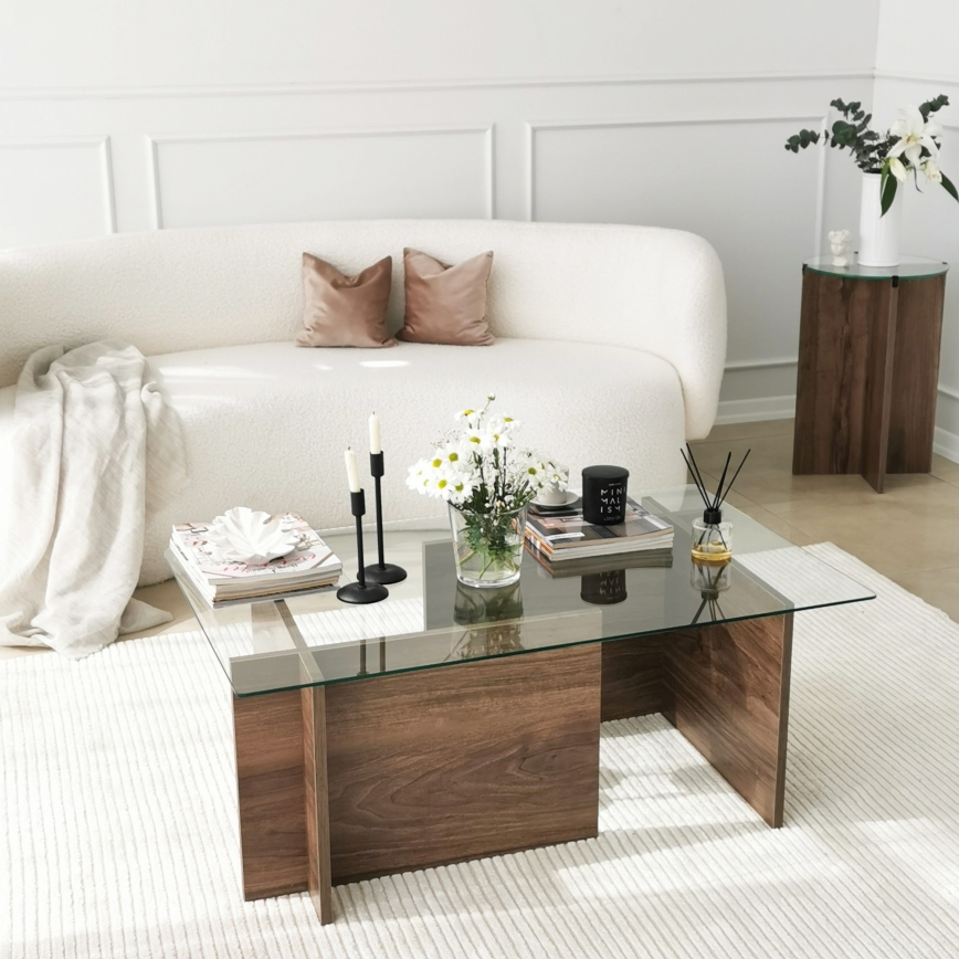 Konferenční stolek ESCAPE 105x65 cm hnědá/čirá