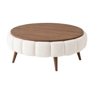 Konferenční stolek FELPO pr. 100 cm bílá/ořech