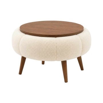 Konferenční stolek FELPO pr. 45 cm béžová/ořech