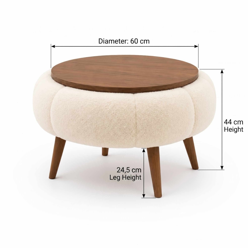 Konferenční stolek FELPO pr. 45 cm béžová/ořech