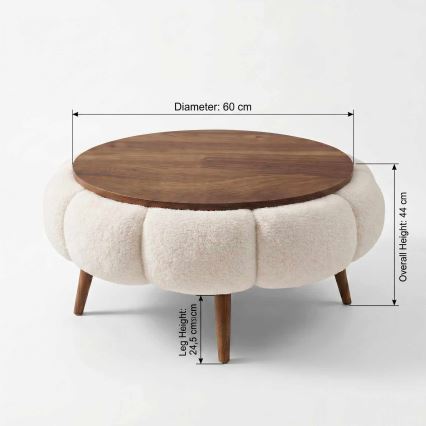Konferenční stolek FELPO pr. 60 cm krémová/ořech