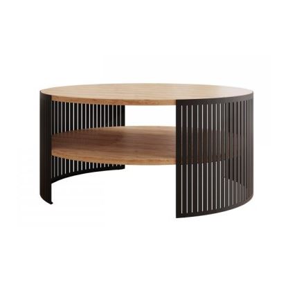 Konferenční stolek FIKOLI 75 cm černá/zlatý dub