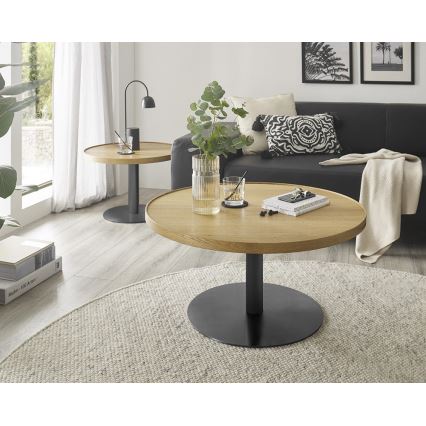 Konferenční stolek FOCUS pr. 80 cm dub/černá