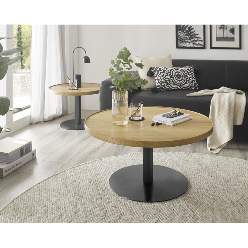 Konferenční stolek FOCUS pr. 80 cm dub/černá
