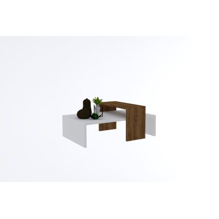 Konferenční stolek GLOW 80x50 cm bílá/hnědá