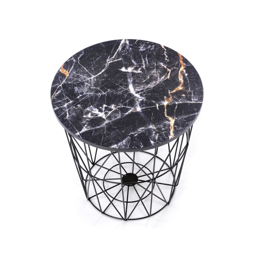 Konferenční stolek HARISSA 42 cm černá/černý mramor