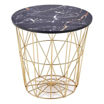 Konferenční stolek HARISSA 42 cm zlatá/černý mramor