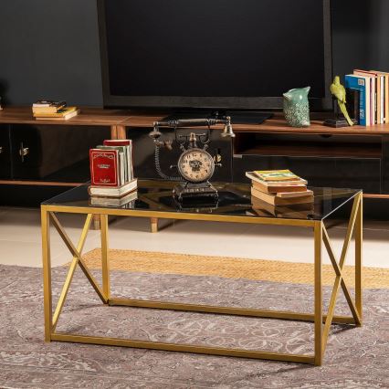 Konferenční stolek ILIOMAR 94x49 cm zlatá/černá