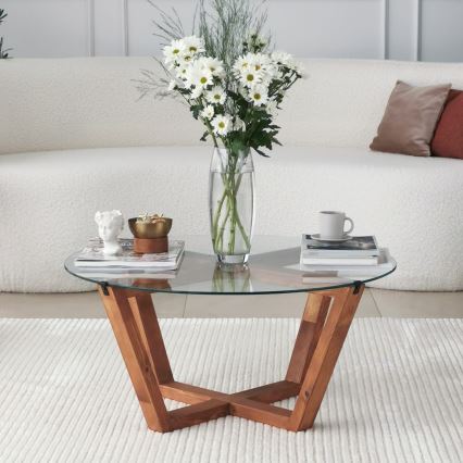 Konferenční stolek LOTUS 75 cm hnědá/čirá