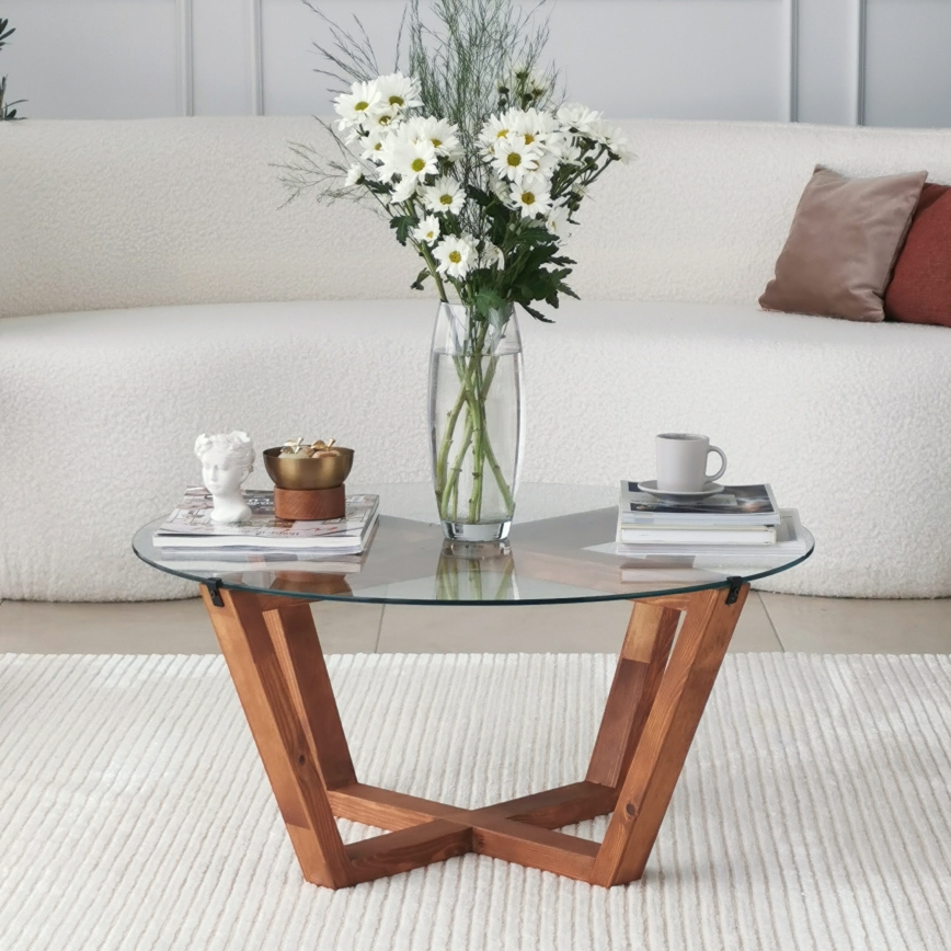 Konferenční stolek LOTUS 75 cm hnědá/čirá