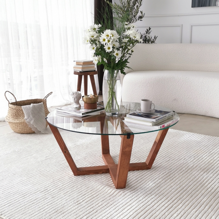 Konferenční stolek LOTUS 75 cm hnědá/čirá