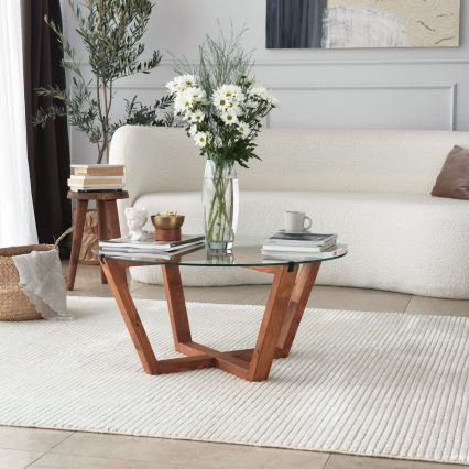 Konferenční stolek LOTUS 75 cm hnědá/čirá