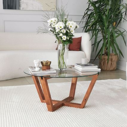 Konferenční stolek LOTUS 75 cm hnědá/čirá