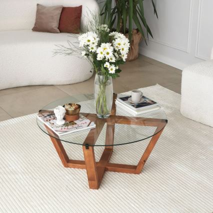 Konferenční stolek LOTUS 75 cm hnědá/čirá