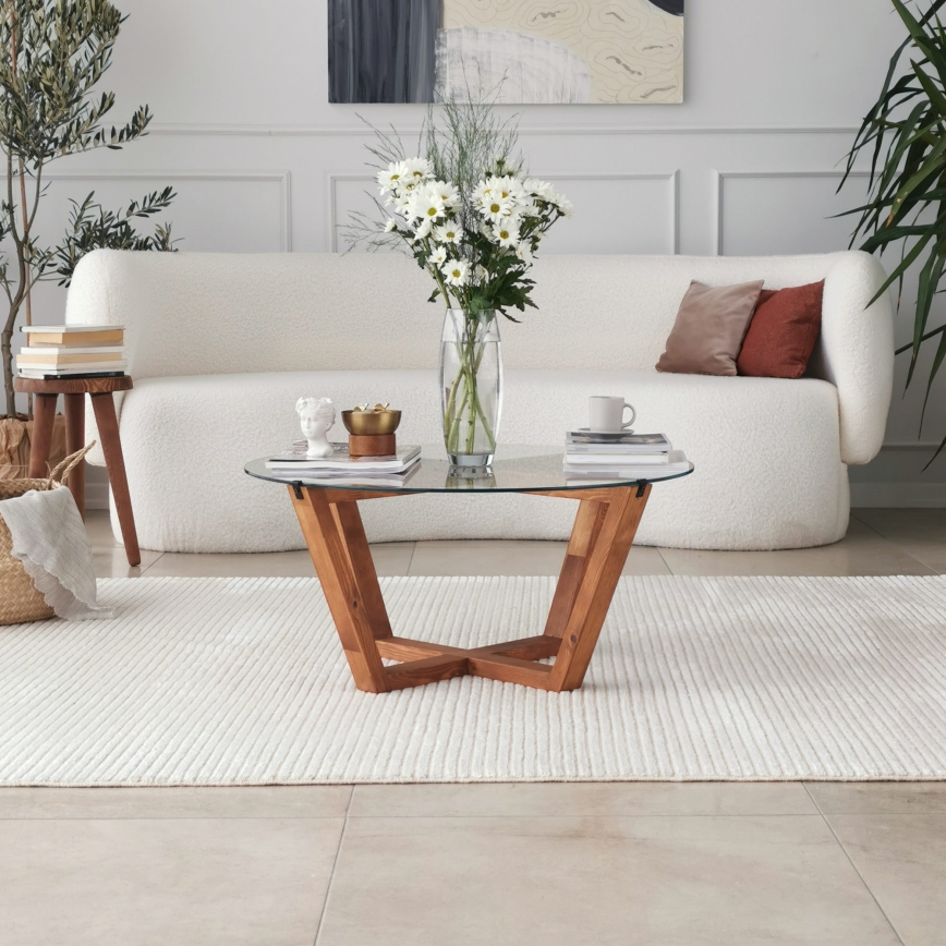 Konferenční stolek LOTUS 75 cm hnědá/čirá