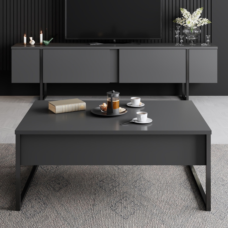 Konferenční stolek LUXE 90x60 cm antracit/černá