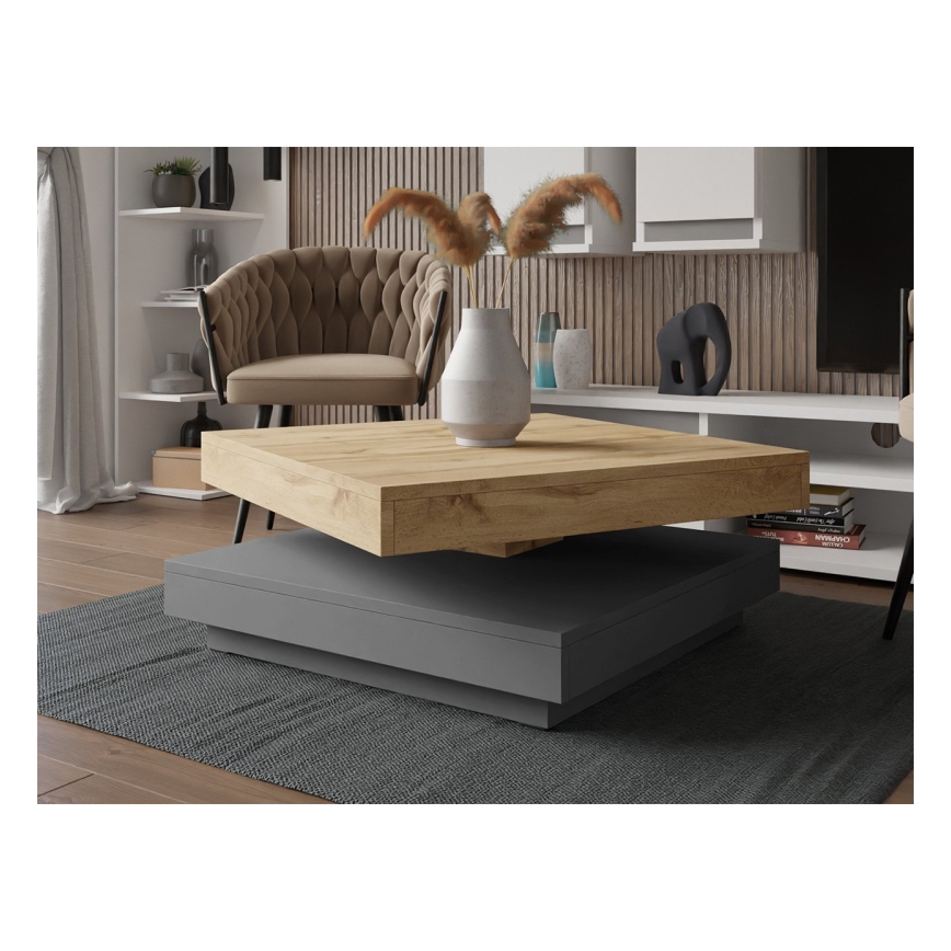 Konferenční stolek NENANI 70x70 cm šedá/dub wotan