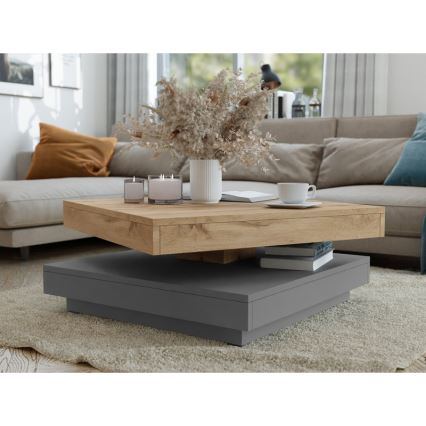 Konferenční stolek NENANI 70x70 cm šedá/dub wotan