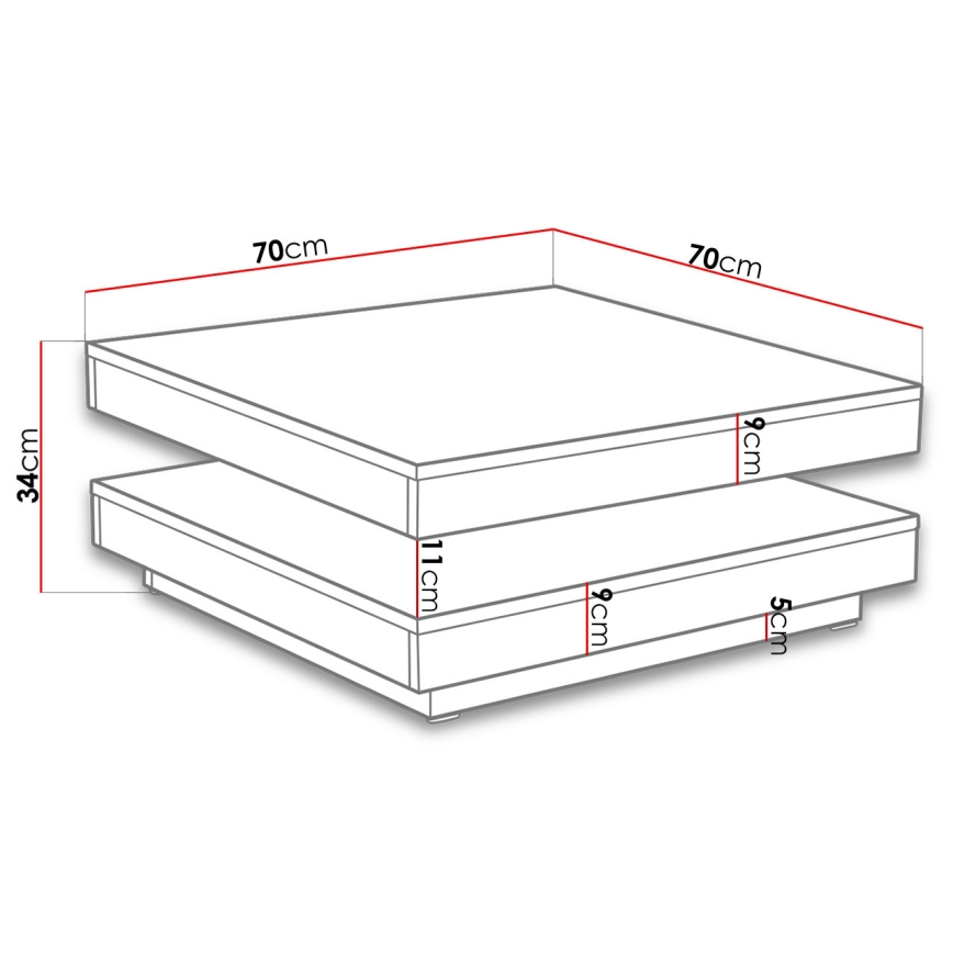 Konferenční stolek NENANI 70x70 cm šedá/dub wotan