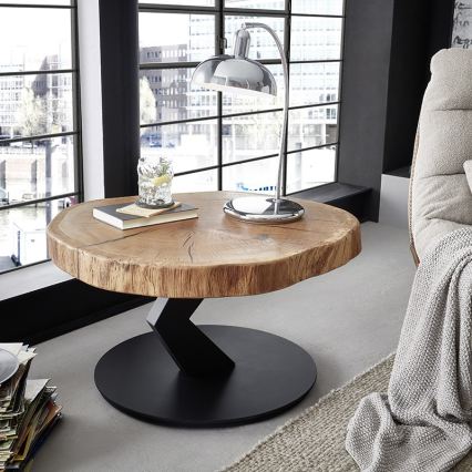 Konferenční stolek ODIN pr. 75 cm dub/černá