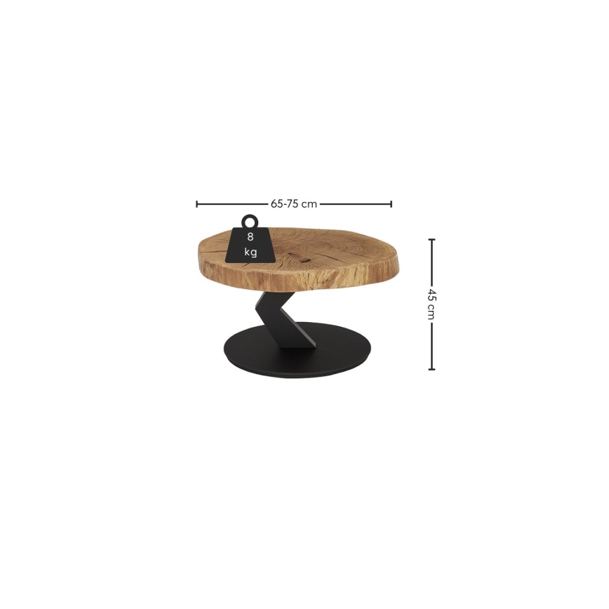 Konferenční stolek ODIN pr. 75 cm dub/černá