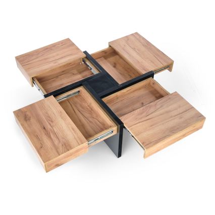 Konferenční stolek RADIX 100x100 cm černá/hnědá