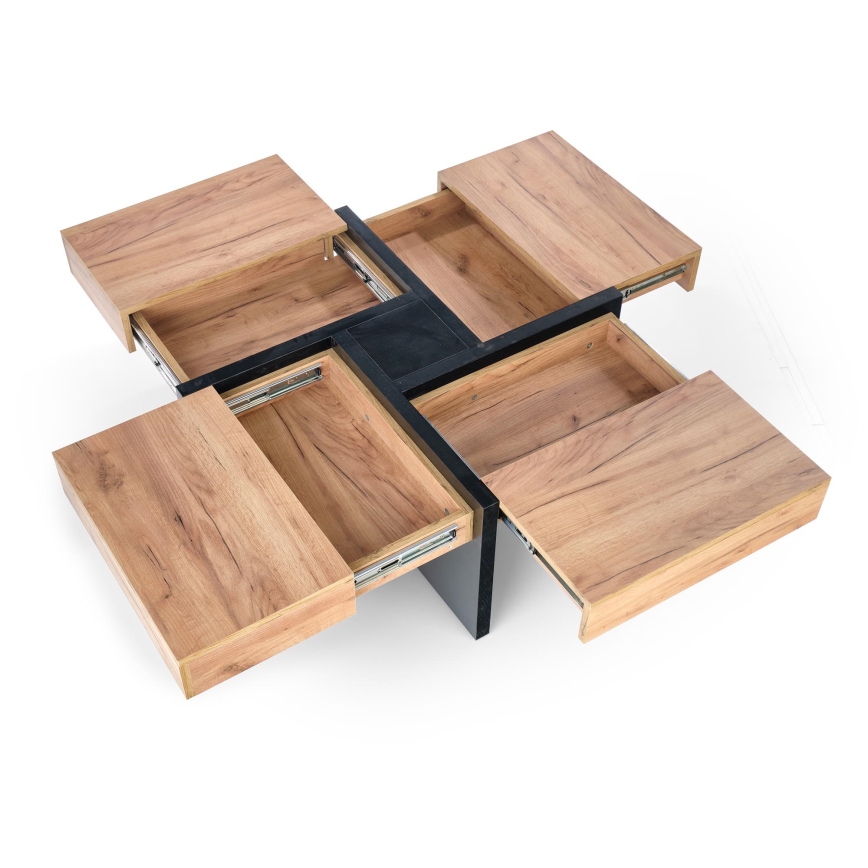 Konferenční stolek RADIX 100x100 cm černá/hnědá