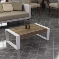 Konferenční stolek RETRO 90x50 cm bílá/hnědá