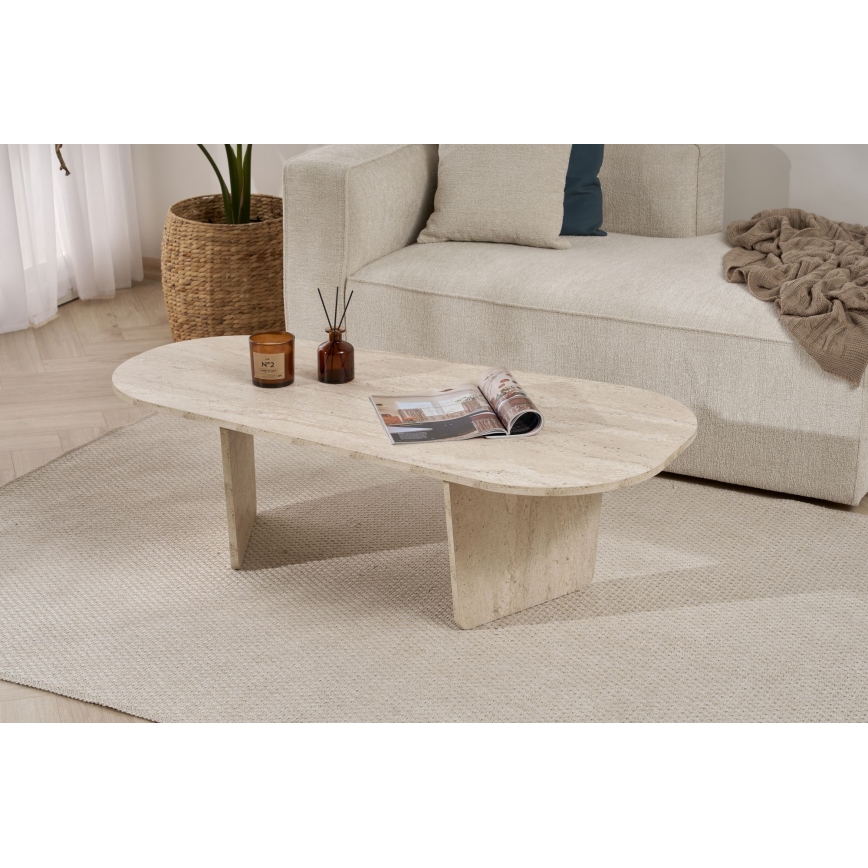 Konferenční stolek ROND 130x65 cm travertin