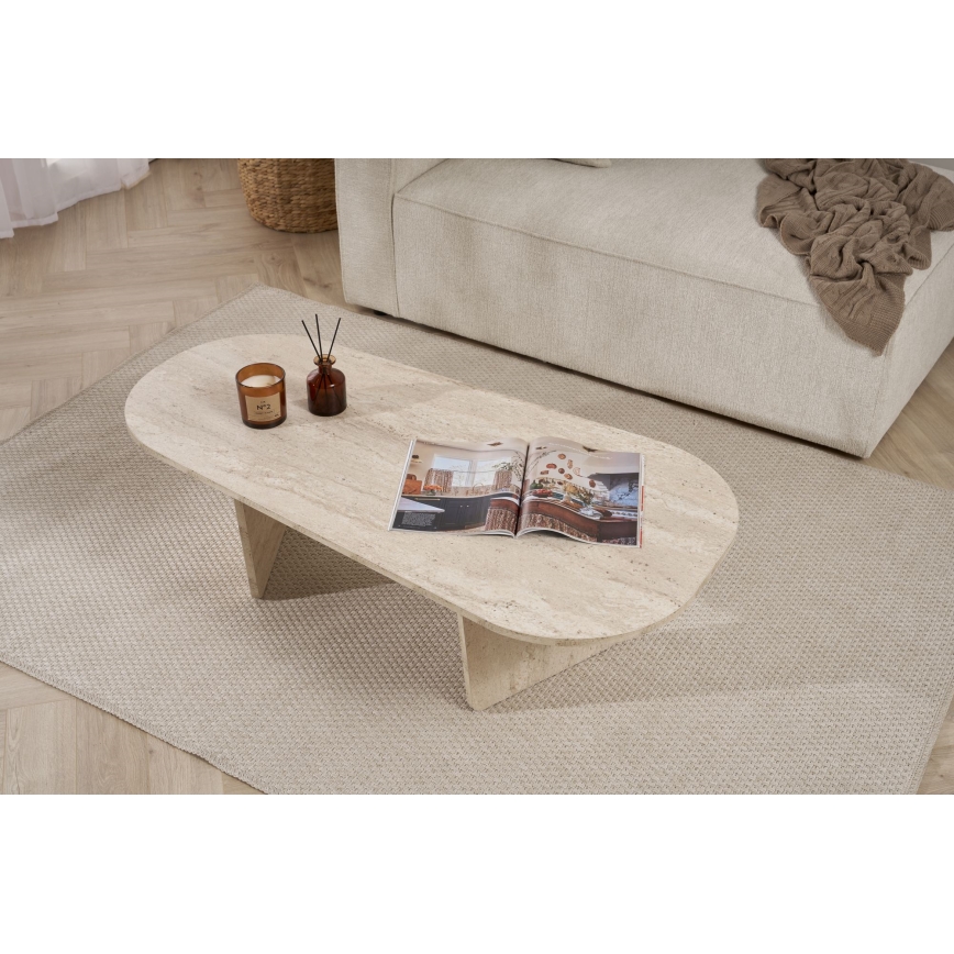 Konferenční stolek ROND 130x65 cm travertin