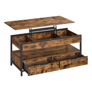 Konferenční stolek se zvedací deskou NYRO 100x50 cm hnědá/černá