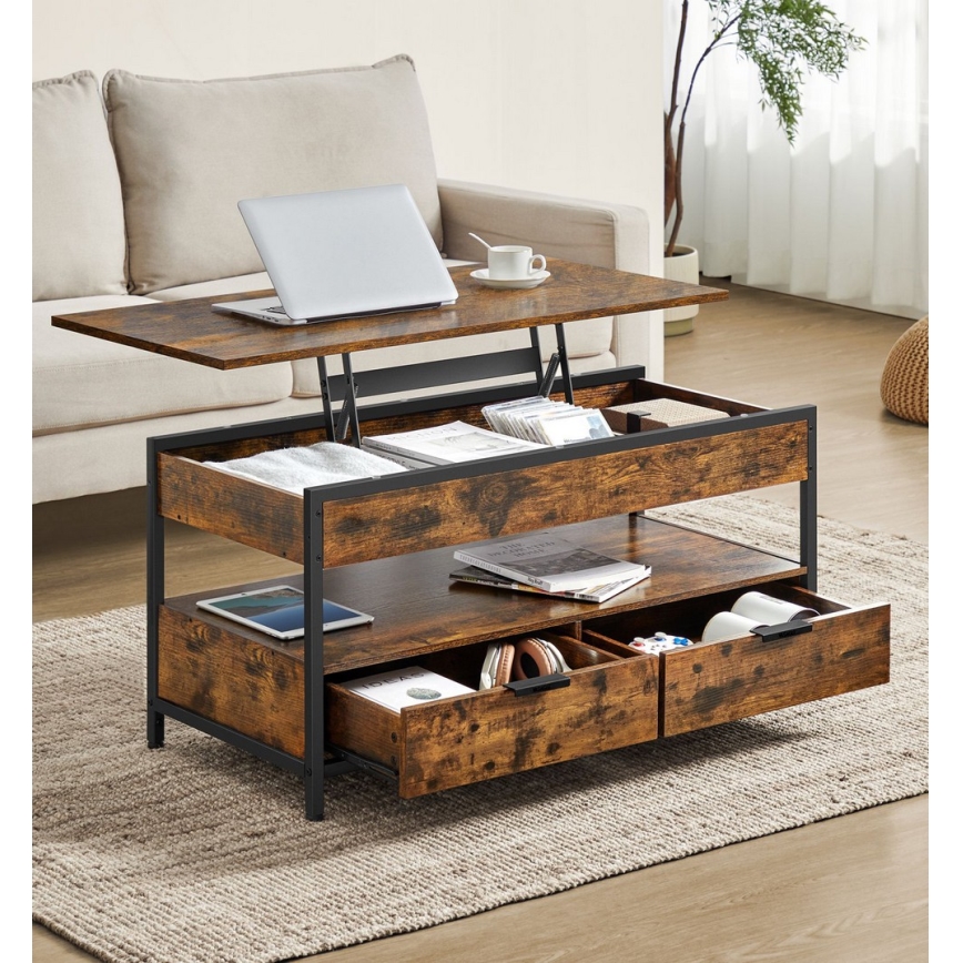 Konferenční stolek se zvedací deskou NYRO 100x50 cm hnědá/černá