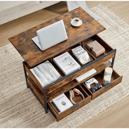 Konferenční stolek se zvedací deskou NYRO 100x50 cm hnědá/černá